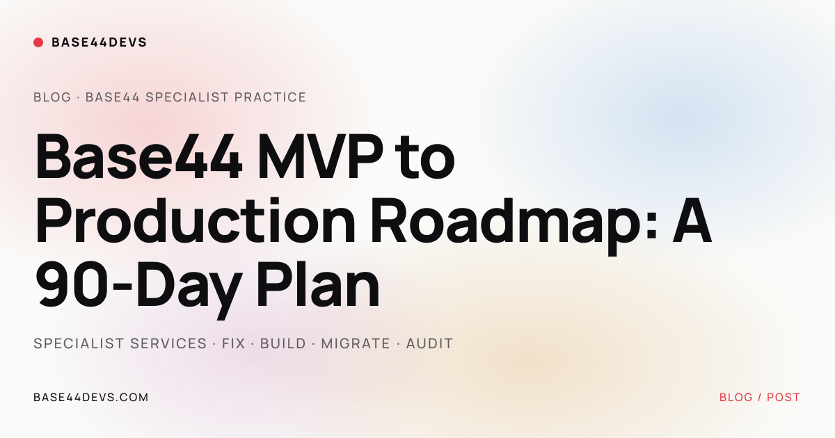 Base44 MVP to Production Roadmap: A 90-Day Plan | Base44Devs