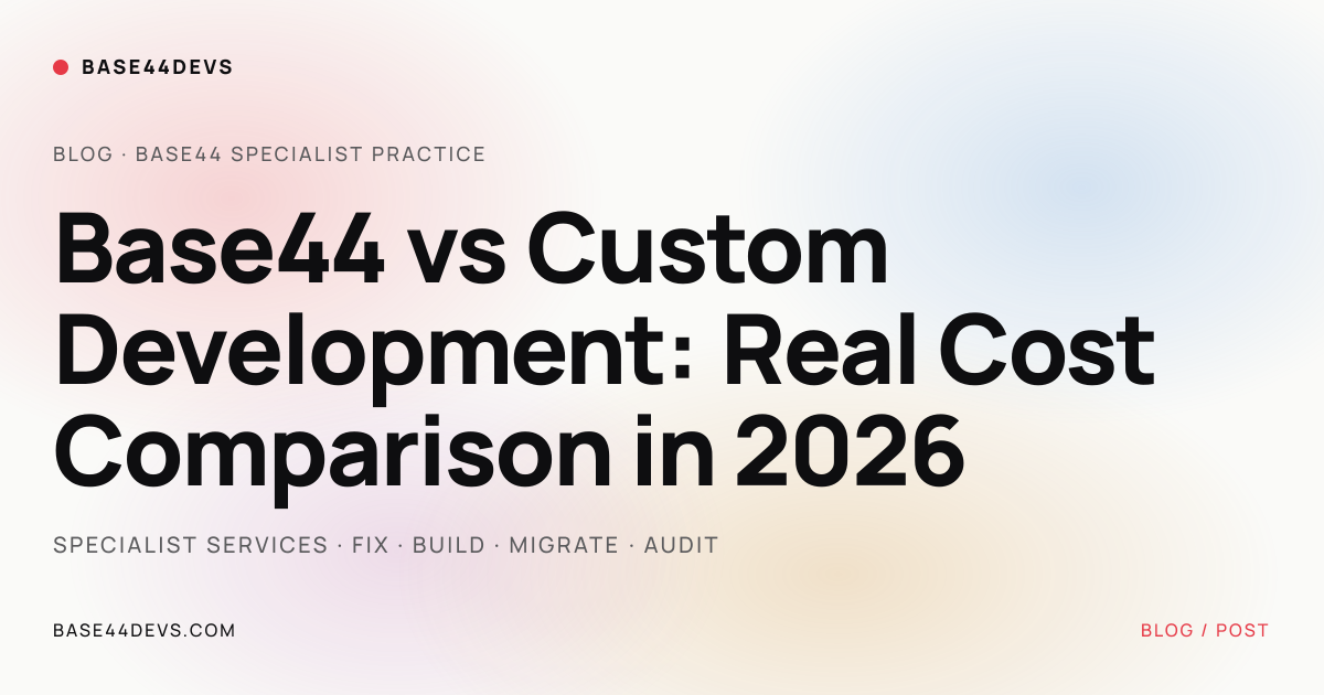 Base44 vs Custom Development: Real Cost Comparison in 2026 | Base44Devs