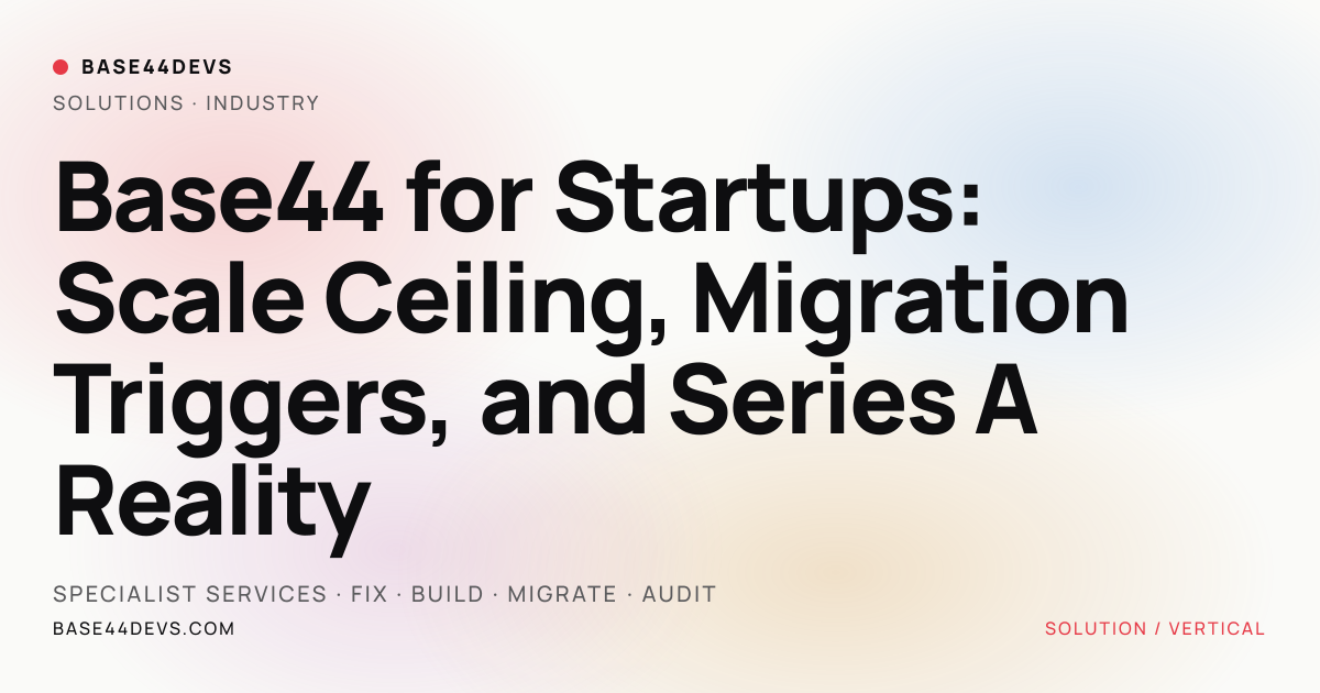 Base44 for Startups: Scale Ceiling, Migration Triggers, and Series A ...